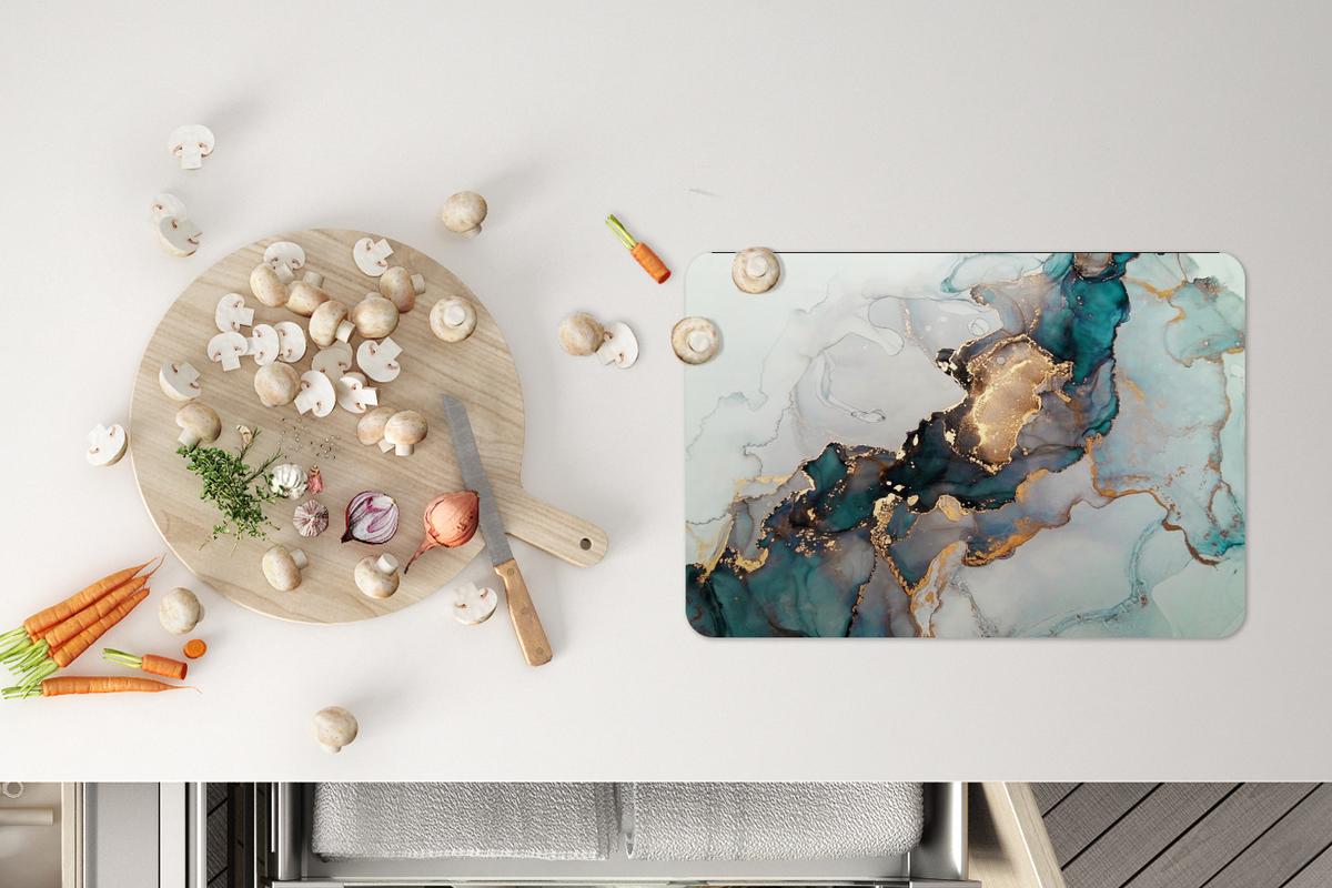 PLATZSETS 6er-Set Blau - Marmor - Gold Unterlage 45x30 cm - Petrol, Kunststoff (0.3/45/30cm) - MuchoWow