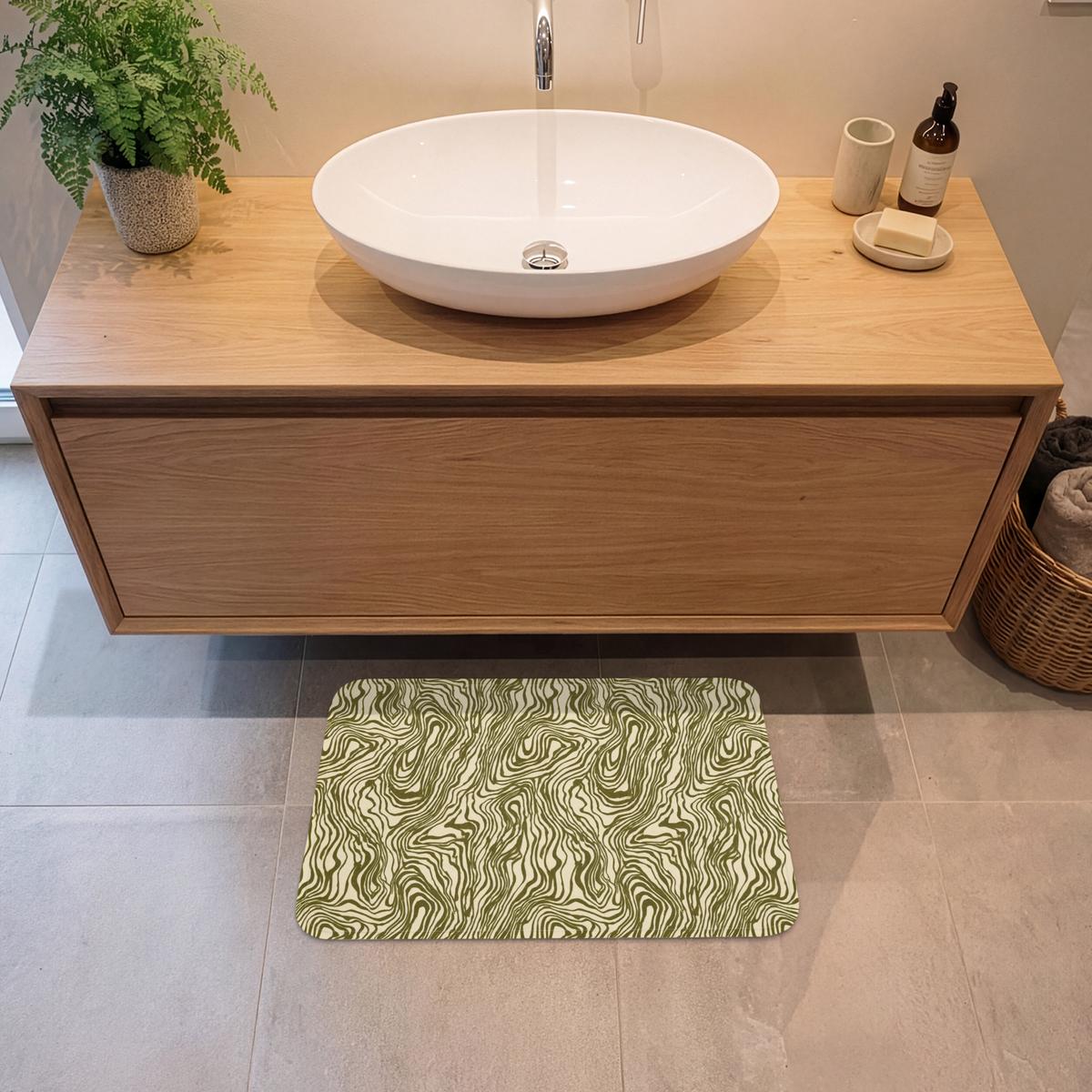 BADEMATTE Abstrakt - Marmor - Grün 60x40 cm - Dunkelgrün, Textil (60/40cm) - OnlyWow