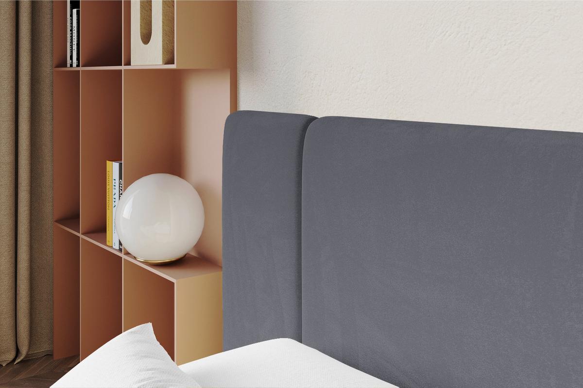 POLSTERBETT mit Bettkasten, Fußteil und Lattenrost, Bett mit Matratze H3/H4 - NILO-Z 180x200 Dunkelgrau - Dunkelgrau, Holzwerkstoff/Textil (180/200cm) - ALTDECOR