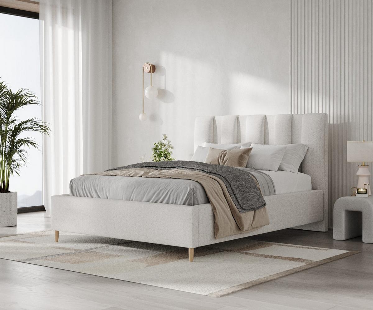POLSTERBETT Loom 120/200 cm Hellbeige im Riva Stoff - Beige/Naturfarben, Holz/Holzwerkstoff (120/200cm) - AltaBeds