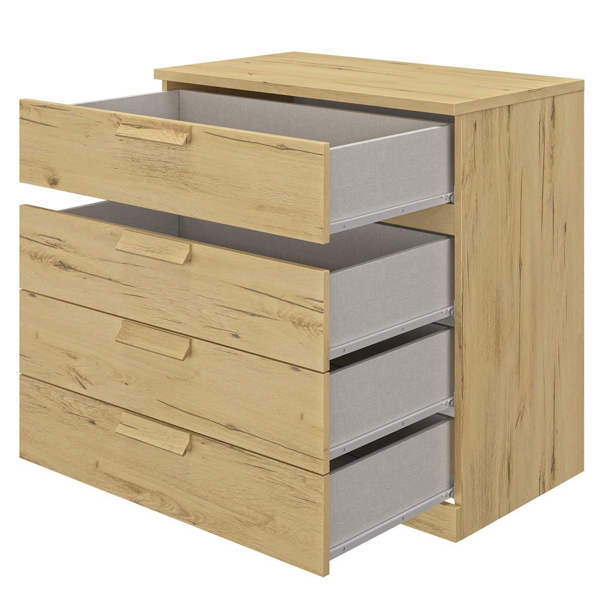 KOMMODE 4 Schubladen Cyrus - Französische Herstellung - 81/45/81 cm - Nussbaumfarben, Holzwerkstoff (45/81/45cm) - Calicosy