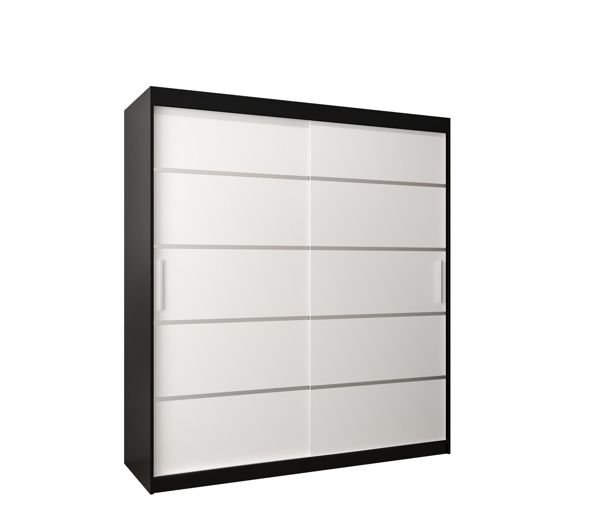 SCHWEBETÜRENSCHRANK 200/180/62 2-türig - Silberfarben/Schwarz, Holz/Kunststoff (180/200/62cm) - MÖBEL KRYSPOL
