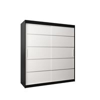 SCHWEBETÜRENSCHRANK 200/180/62 2-türig - Silberfarben/Schwarz, Holz/Kunststoff (180/200/62cm) - MÖBEL KRYSPOL