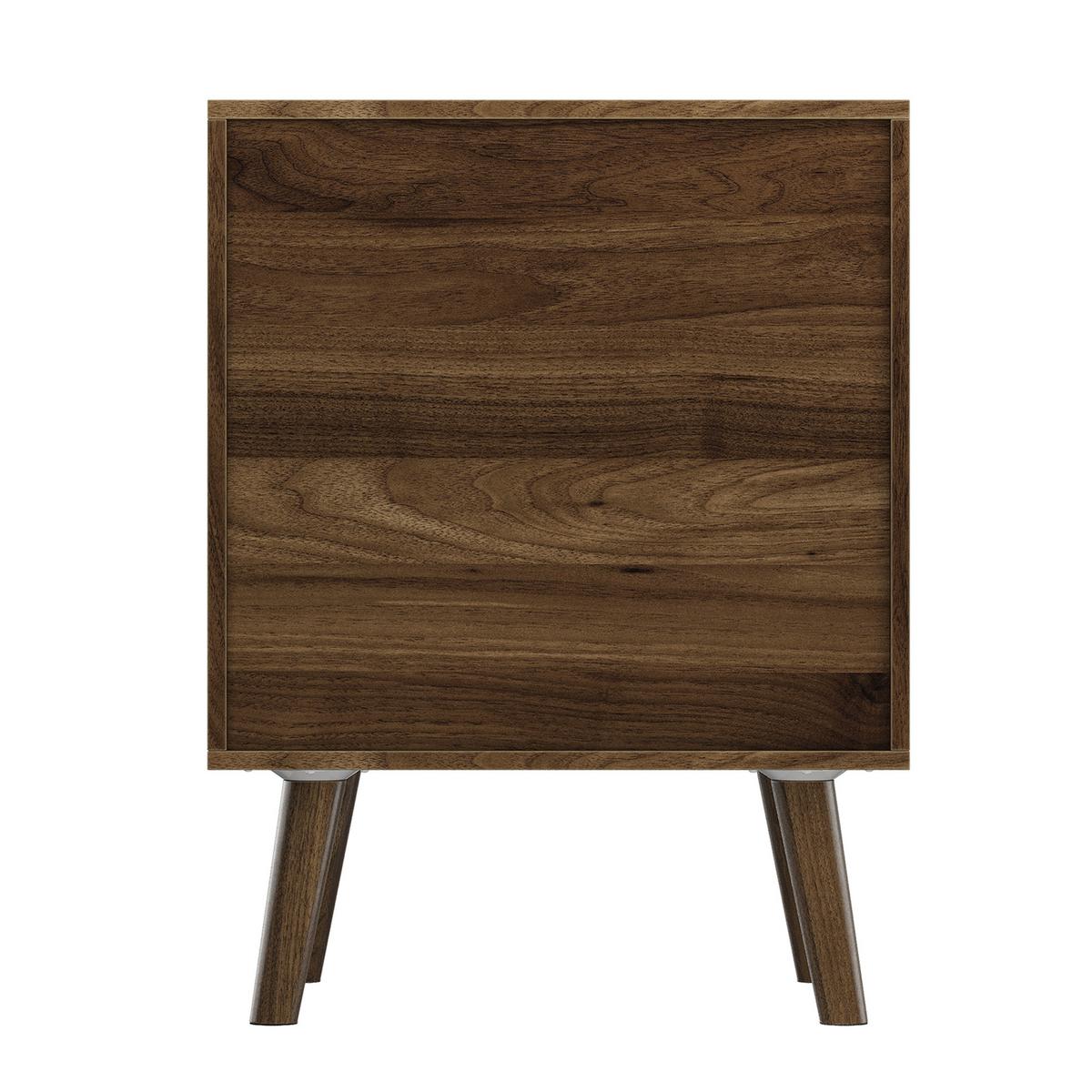 NACHTTISCH in walnuss-optik, mit 2 schubladen und massivholzbeinen - Walnussfarben, Holzwerkstoff (43.5/58/40cm) - Urban Meuble