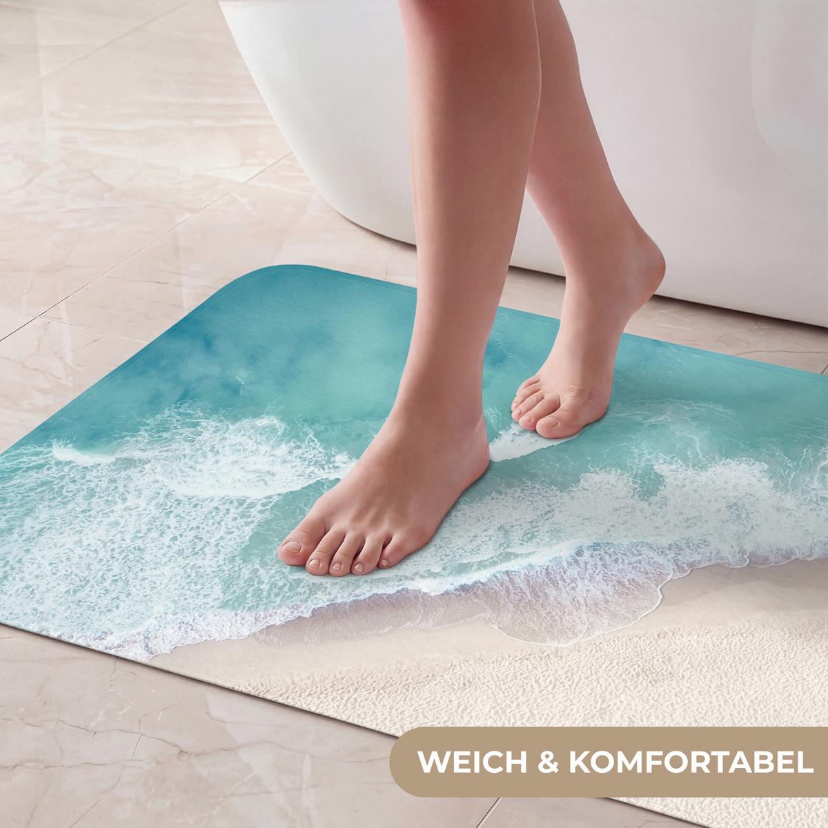 BADEMATTE Strand - Meer - Natur - Sommer 80x50 cm - Türkis, Textil (80/50cm) - OnlyWow