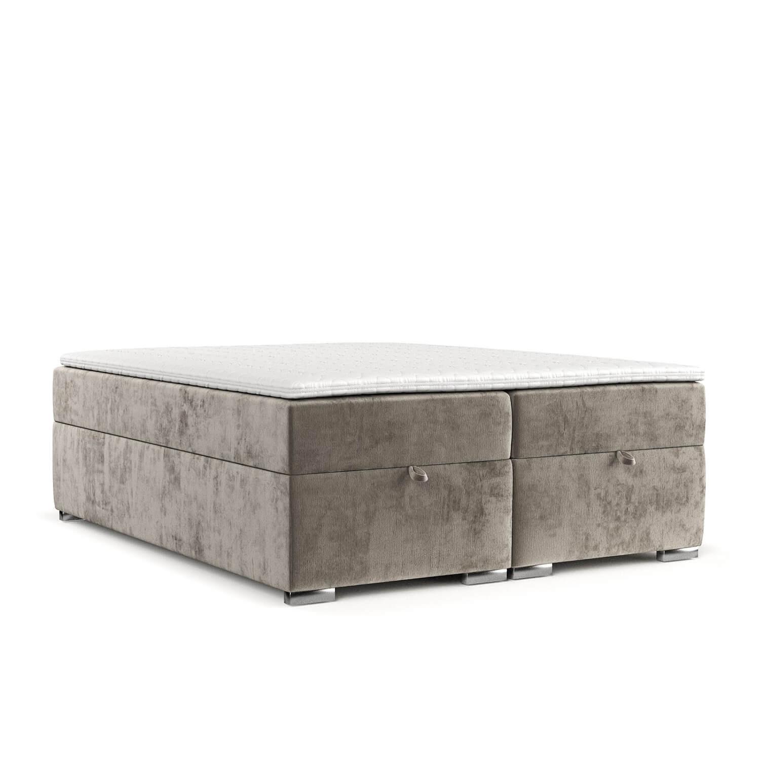 BOXBETT Reto 200/200 cm Beige im Lotta Stoff - Chromfarben/Beige, Holz/Holzwerkstoff (200/200cm) - AltaBeds