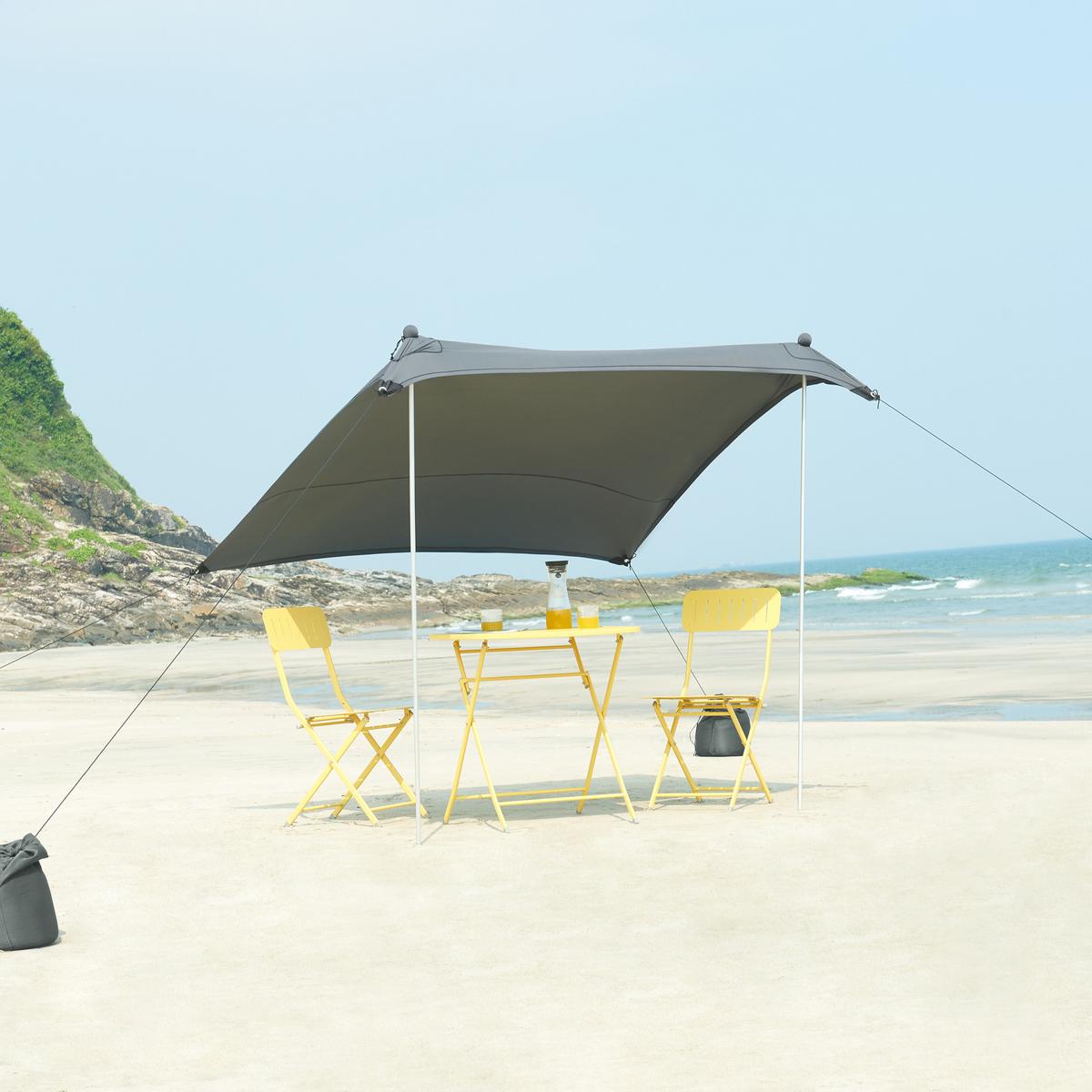 STRANDZELT Bernheze - Grau, Textil/Metall (200/200cm) - pro.tec