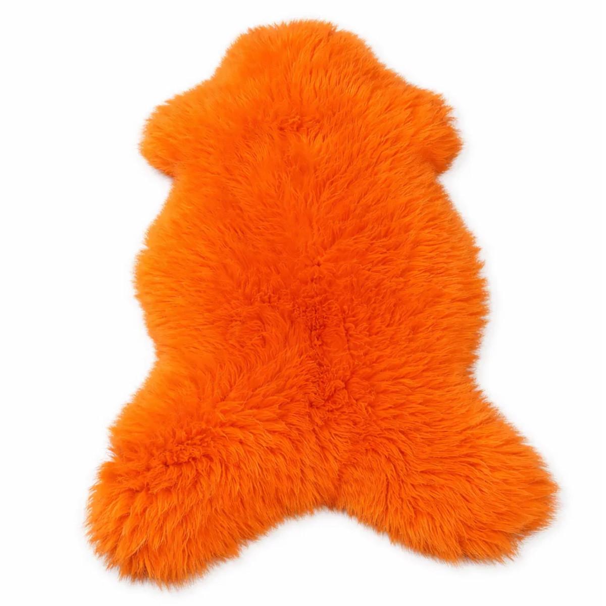 FELL Öko Lammfell Schaffell Orange Mandarine ca. 110 cm - Orange, Fell (60/110cm) - Provellus