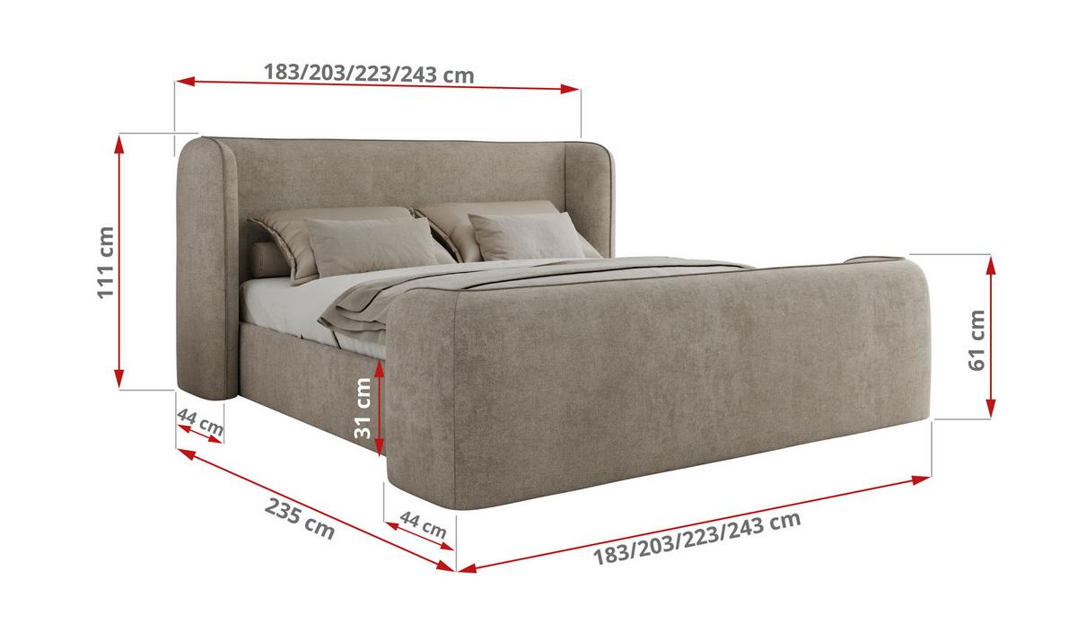 POLSTERBETT EMORA CLASSIC DUO 160/200 - Beige Strukture - Multipocket-Matratze - Beige, Textil (160/200cm) - MKS