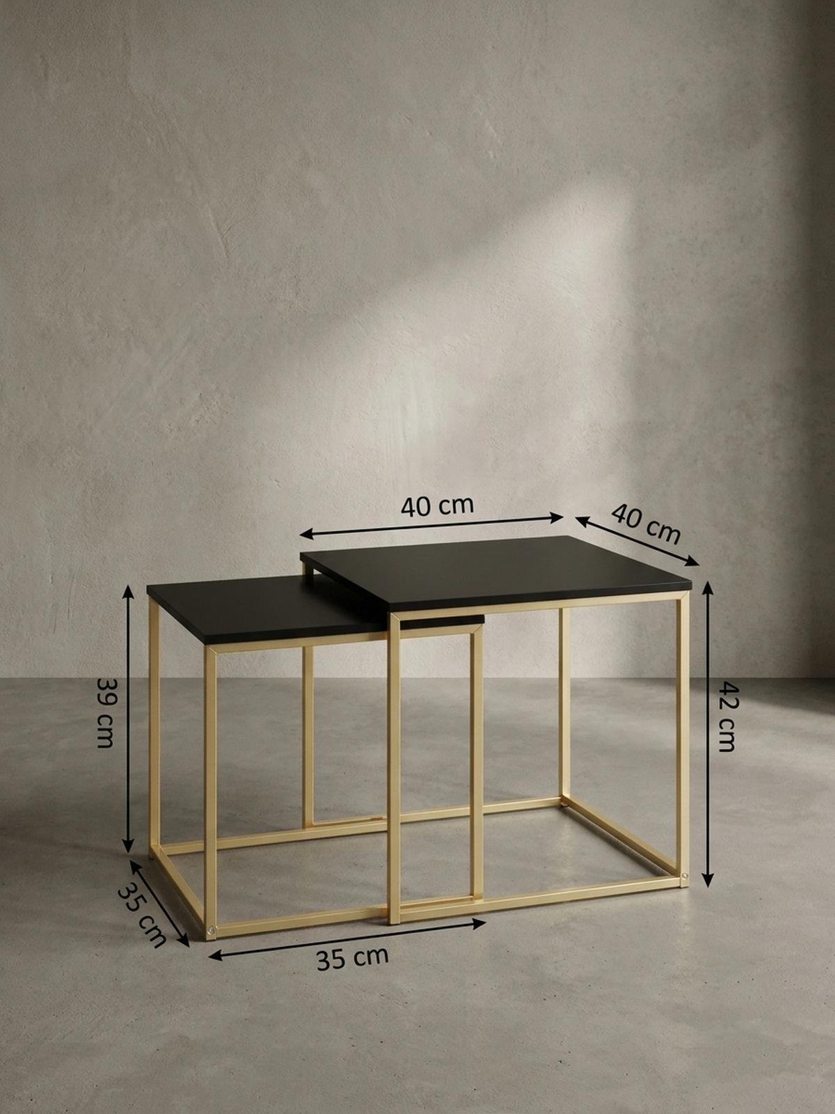 COUCHTISCH 2er Set Metallgestell Glas MDF-Platte TRONTO, Gold 40x40x42 cm - Goldfarben, Holz/Metall (40/40/42cm) - KADIMA DESIGN