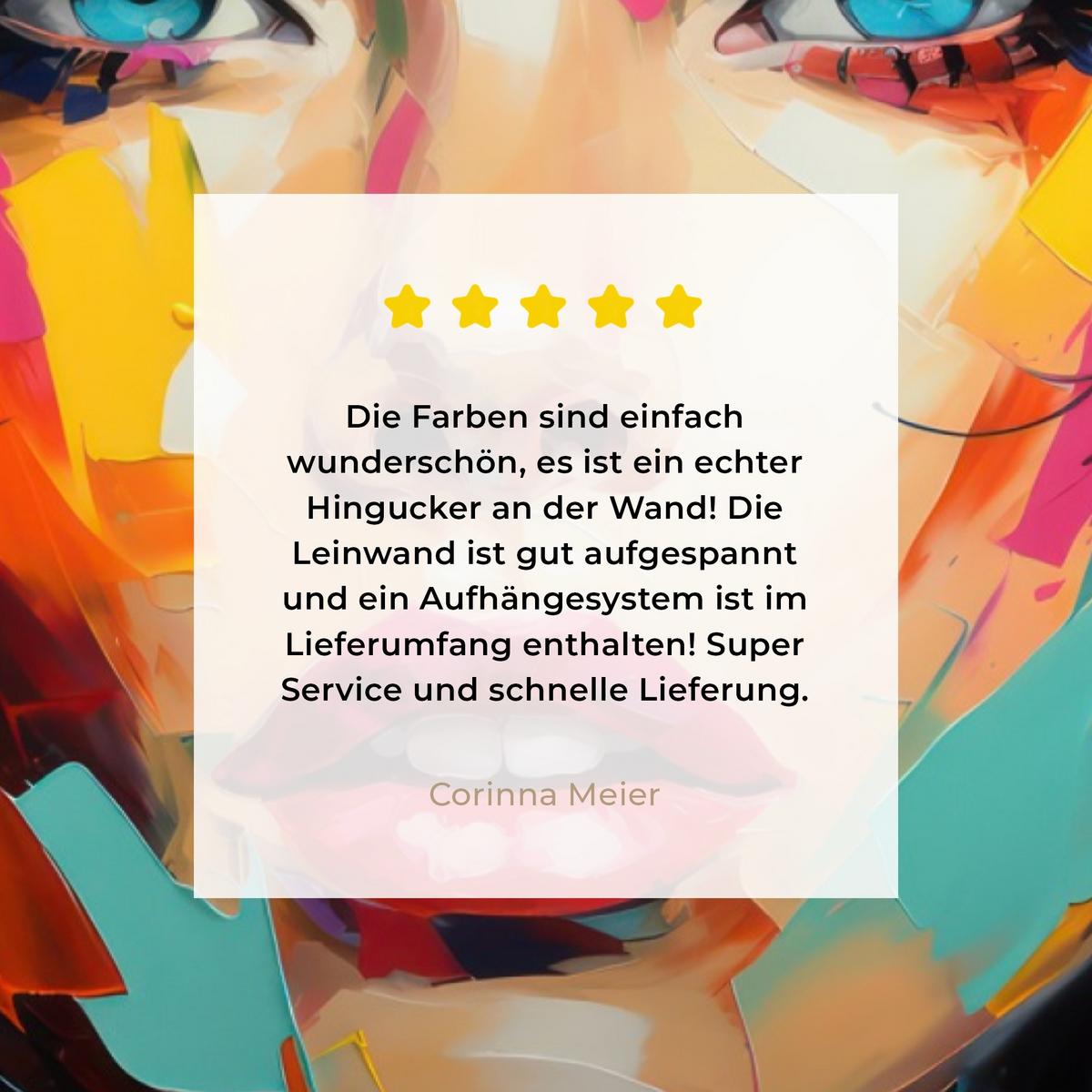 LEINWANDBILD Frau - Porträt - Farbenfroh - Kunst Deko XXL 80x120 cm - Multicolor, Textil (80/120cm) - MuchoWow