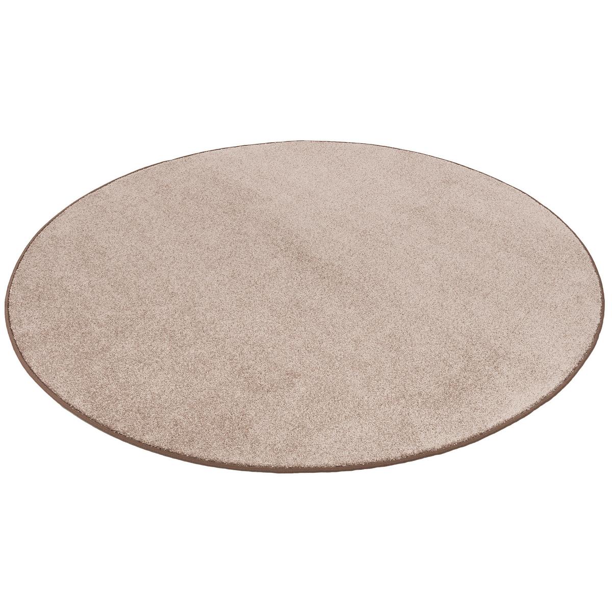 HOCHFLOR VELOURS TEPPICH LUNA RUND - Taupe, Textil (133/133cm) - Snapstyle