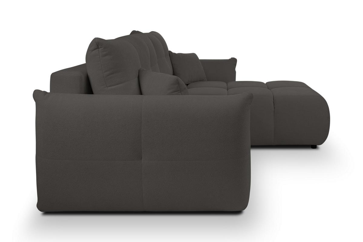 ECKSOFA MODA S Grau Geflochtener Stoff mit Schlaffunktion - Grau, Holz (257/177cm) - MASSENO