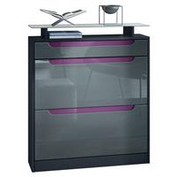 SCHUHSCHRANK Fiesta Grau Hochglanz / Brombeer Hochglanz - Grau, Holzwerkstoff (89/104/23cm) - Vladon