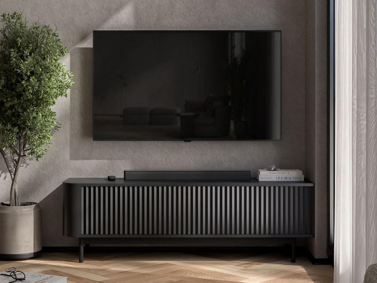 TV-LOWBOARD Aurora Schwarz matt 140 cm mit Metallrahmen - Schwarz, Holzwerkstoff/Metall (140/44/35cm) - Meble Lindner
