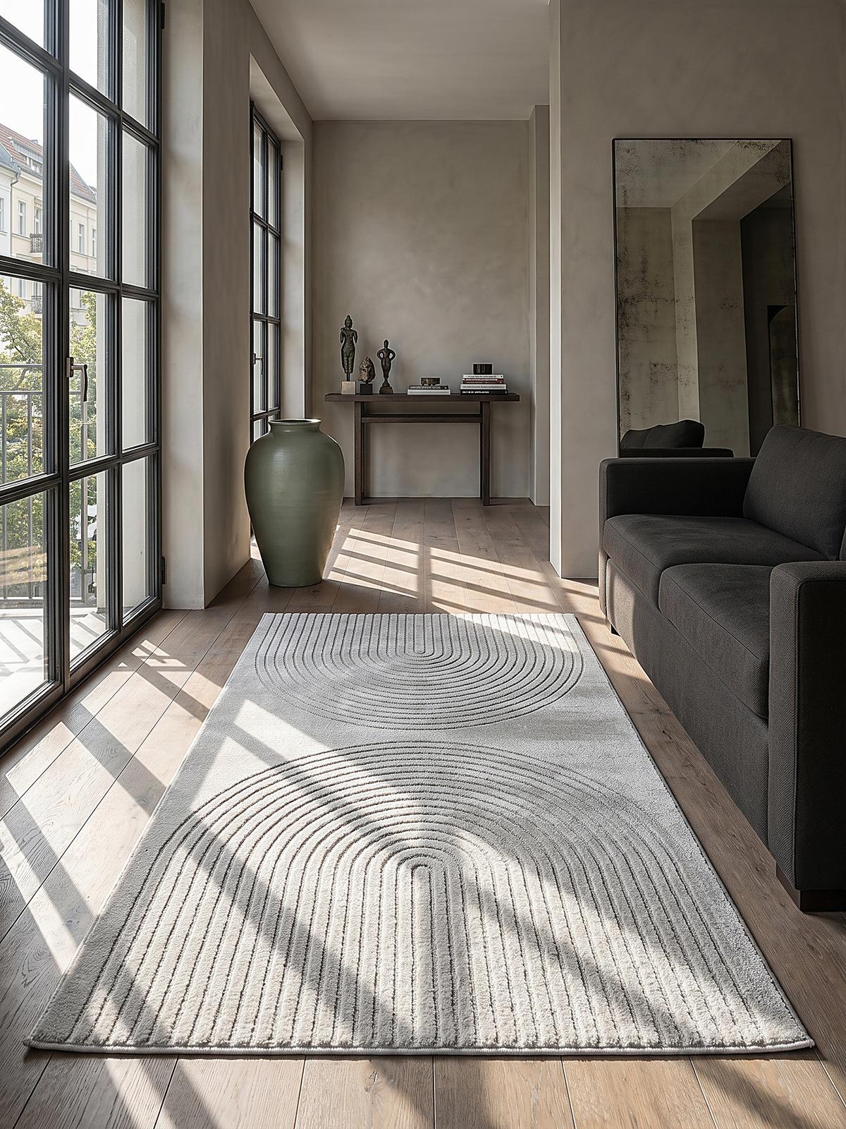 TEPPICHLÄUFER Geometrisch MUOTA Polypropylen Grau 80 x 150 cm - Grau, Textil (80/150cm) - KADIMA DESIGN