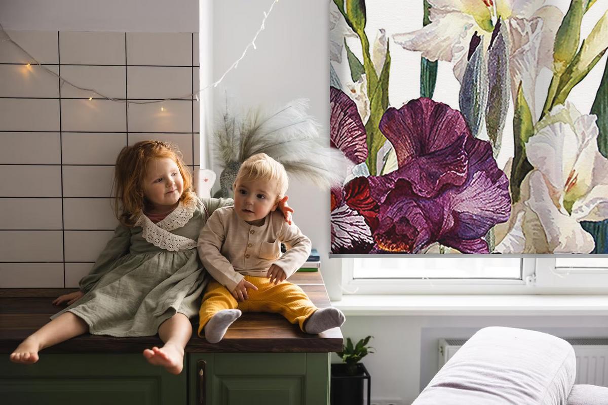 INNENROLLO - Fensterrollo - Rollo - 100x140 cm - Kleine Blümchen - Weiß, Kunststoff (100/140/0.5cm) - TULUP