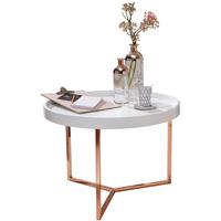 COUCHTISCH Metall Rund, Retro Design, Modern mit Holzplatte, Weiß 58x58x42 cm - Weiß/Kupferfarben, Holz/Metall (58/58/42cm) - KADIMA DESIGN