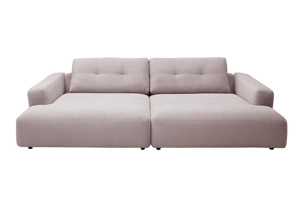 BIG SOFA MIKA Pink Cord - Schwarz/Rosa, Kunststoff/Textil (300/86/167cm) - KAWOLA