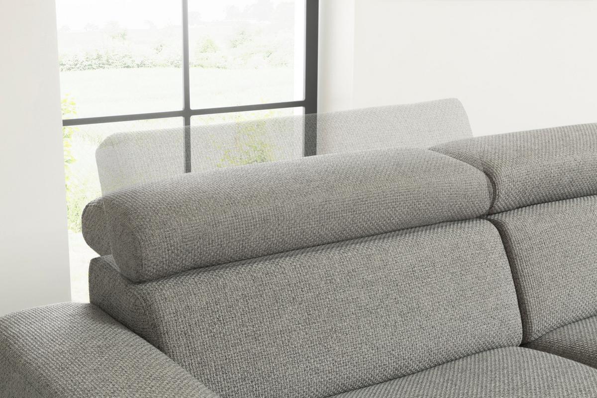 WOHNLANDSCHAFT RISO Grau Webstoff - Schwarz/Grau, Textil (331/81/240cm) - KAWOLA