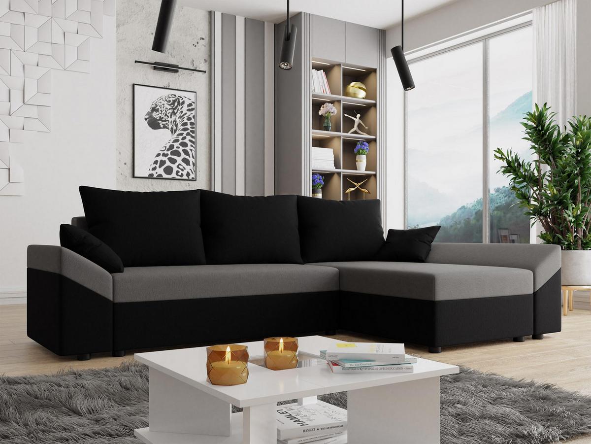 ECKSOFA Dante L - Schwarz/Grau, Holz/Kunststoff (240/140cm) - MIRJAN24