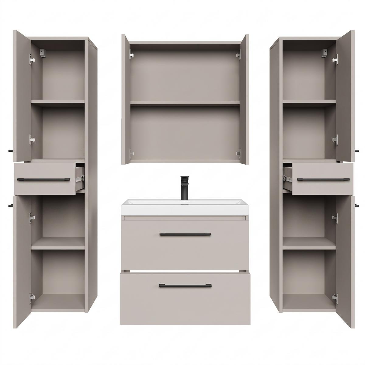 BADMÖBEL-SET Florence 5 Teile Cashmere - 60 x 35 x 51 cm - Kaschmir, Holz (60/51/35cm) - Badplaats