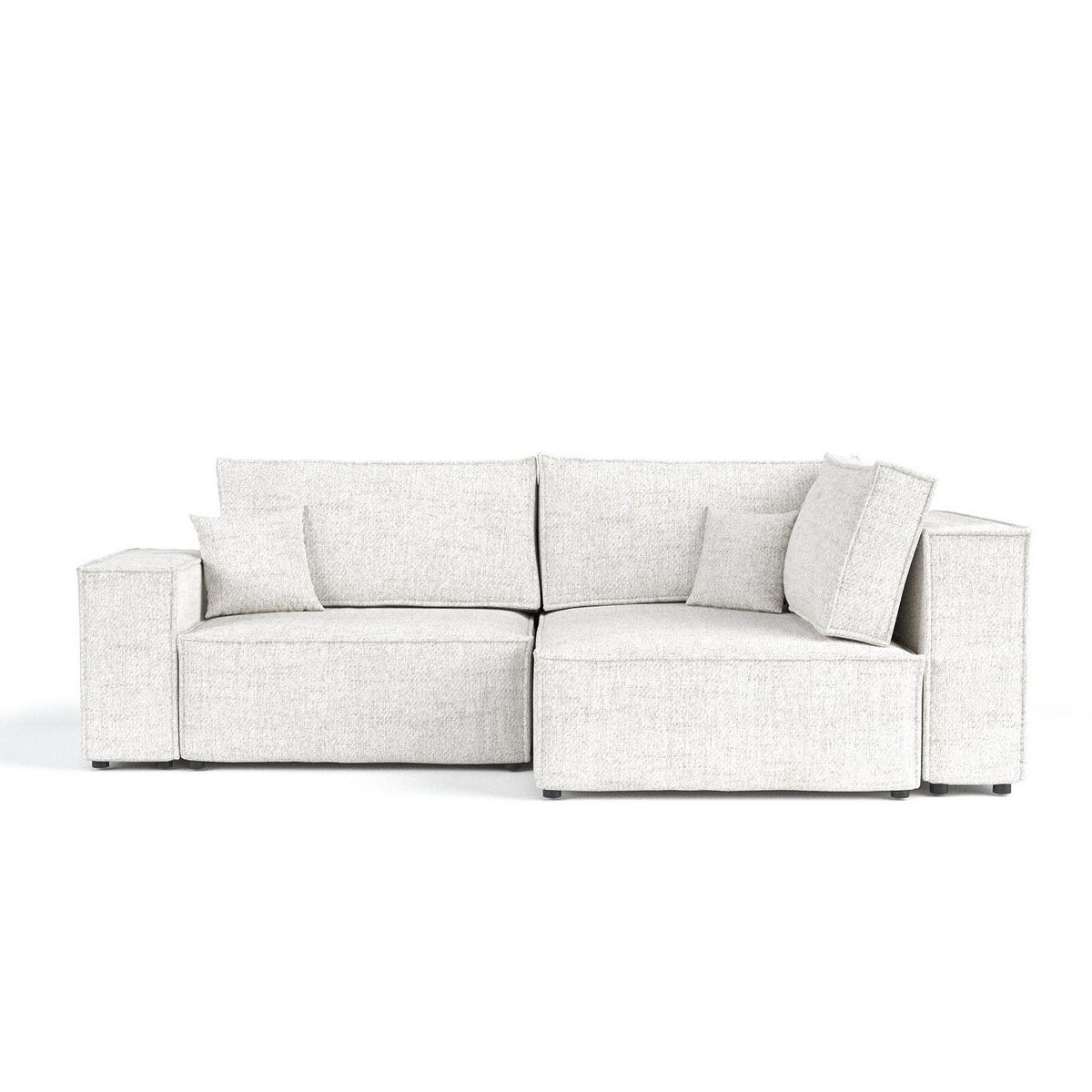 ECKSOFA AVION mit Schlaffunktion Creme im Neve Stoff - Creme/Schwarz, Holz/Holzwerkstoff (253/148cm) - AltaBeds