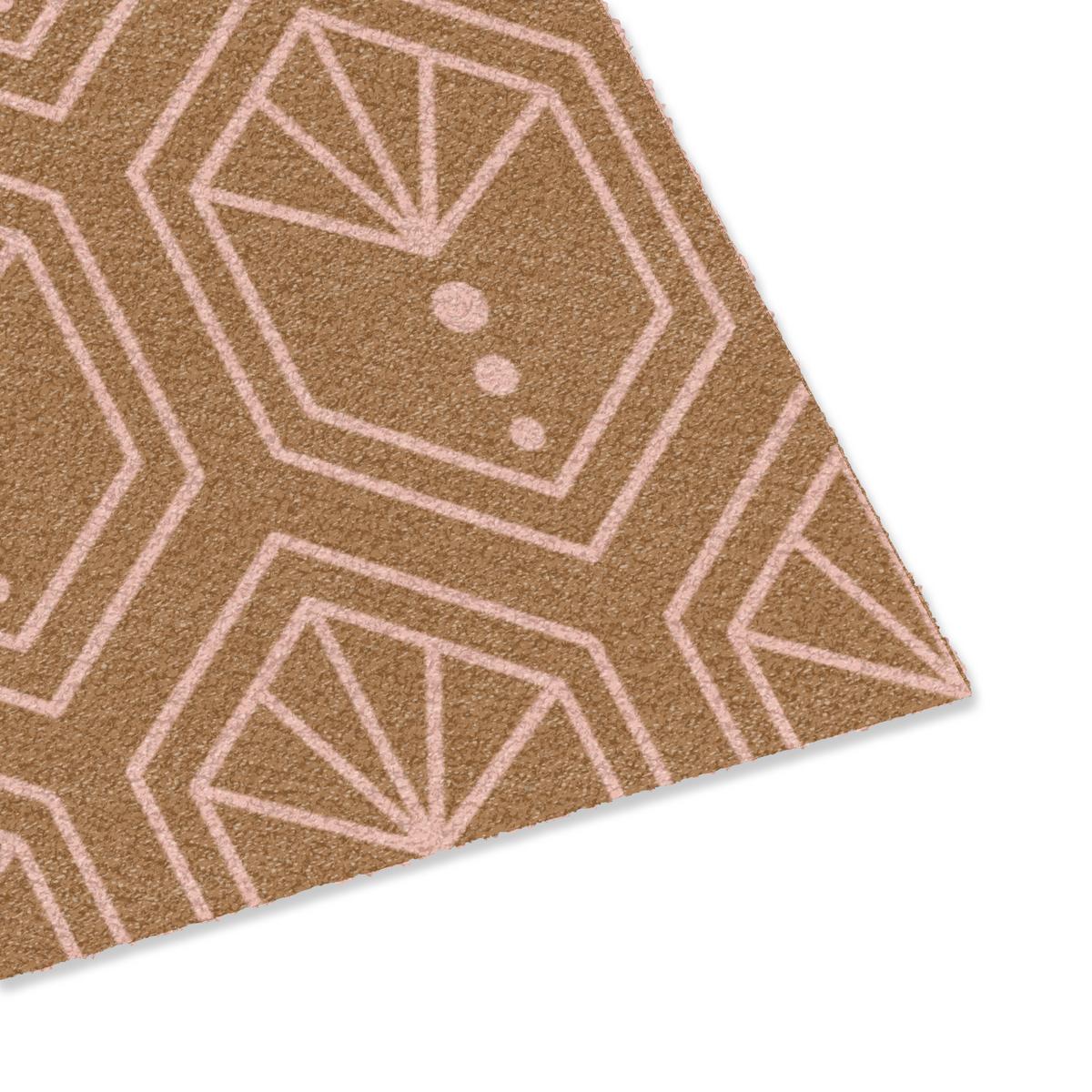 FUSSMATTE Braun - Rosa - Geometrisch - Gemustert Türmatte 90x60 cm - Braun, Kunststoff (90/0.4cm) - MuchoWow