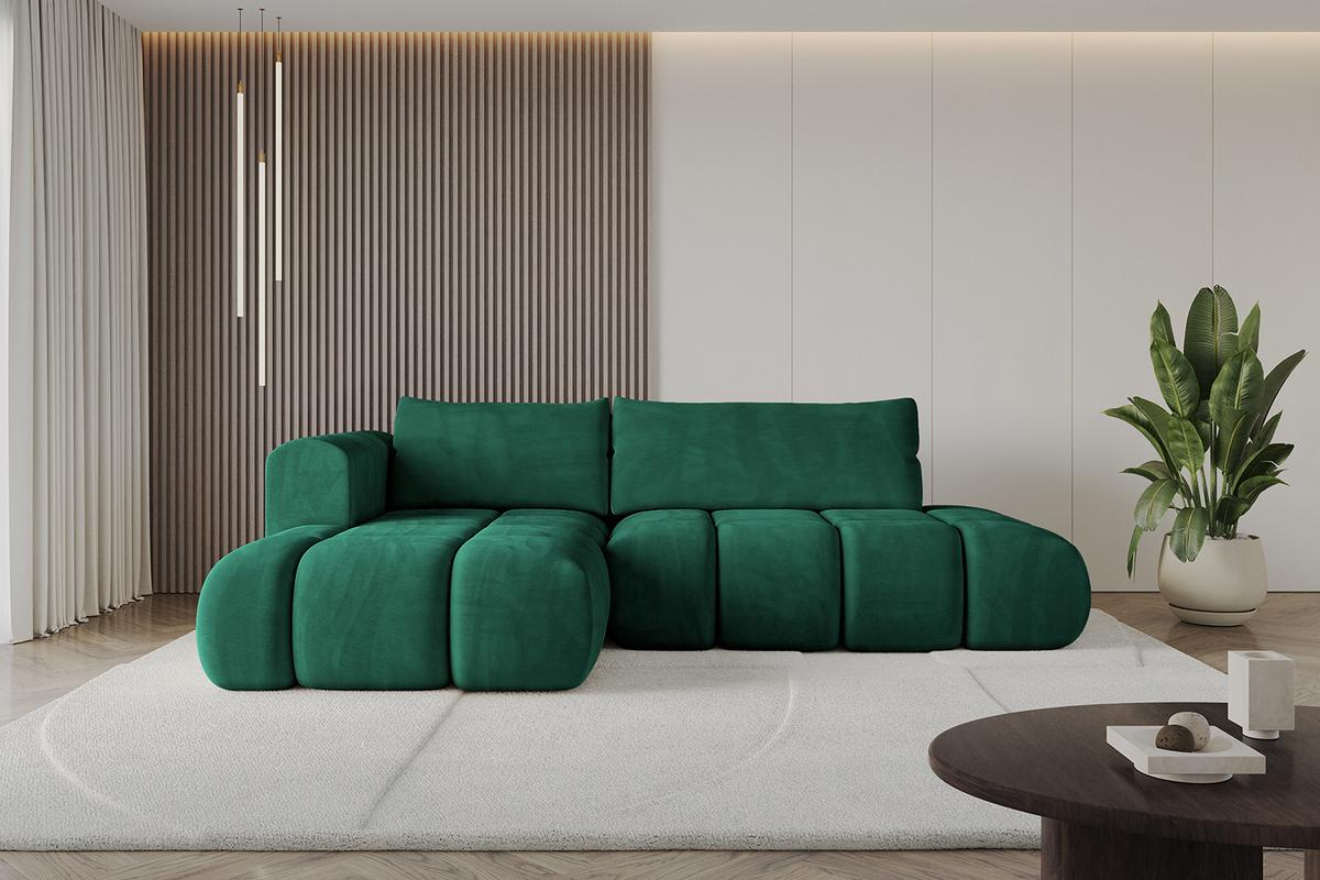 ECKSOFA Ottomane Links CLOUD-L 280x185x90 Dunkelgrün Velours - Dunkelgrün, Holzwerkstoff/Kunststoff (180/289cm) - ALTDECOR