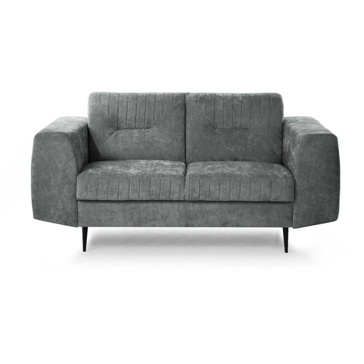 SOFA Venezia 2-Sitzer mit Metallbeinen, dunkelgrau, 233 cm - Dunkelgrau/Schwarz, Holzwerkstoff/Metall (172/85/94cm) - Beautysofa