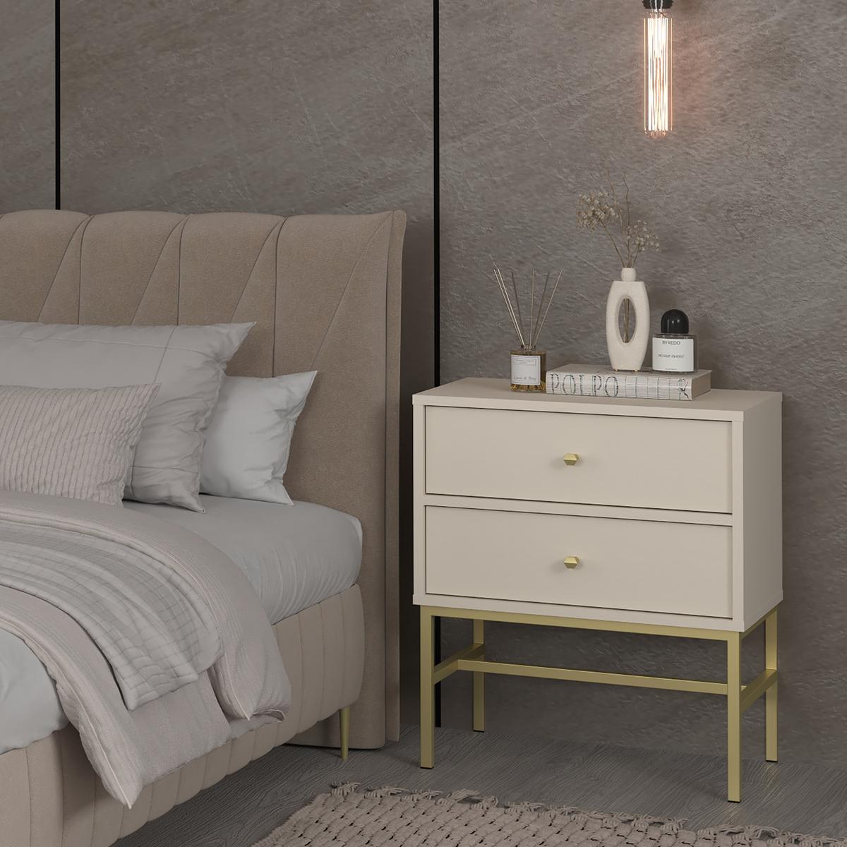 NACHTTISCH TORINO 51,8/62,5/40,8 cm Beige - Beige, Holzwerkstoff (51.8/62.5/40.8cm) - MASSENO