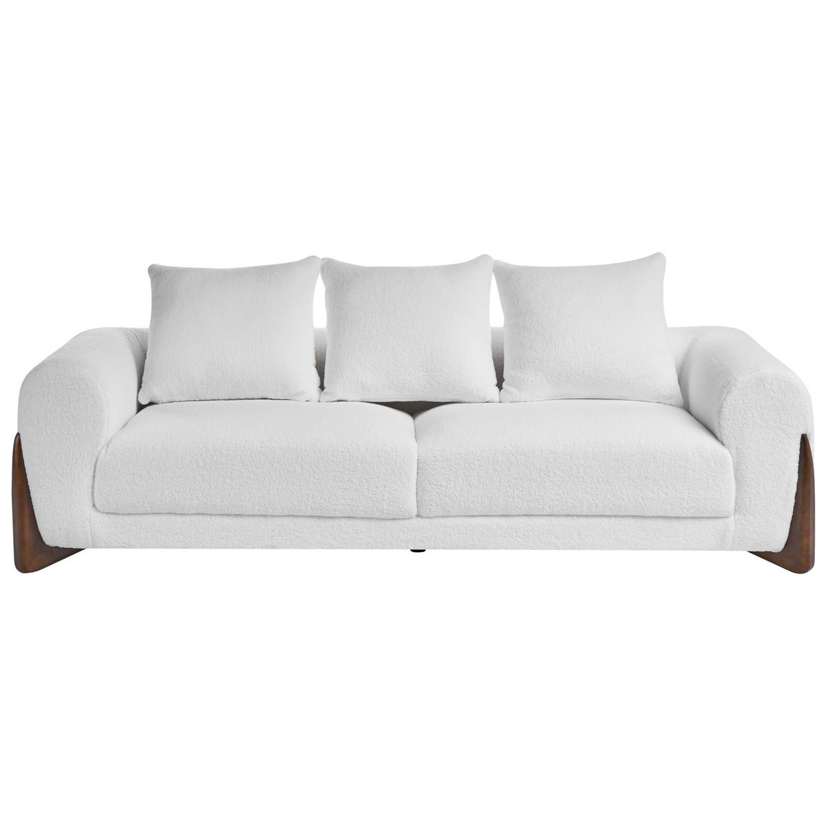 SOFA-SET 6-Sitzer Bouclé Weiß Vinliden - Weiß/Braun, Textil (217/82/87cm) - Beliani