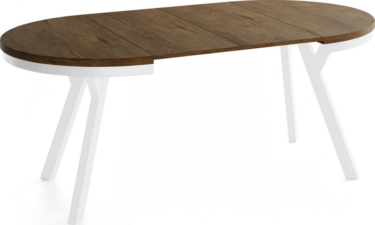 ESSTISCH Vero Neo Weiß rund ausziehbar verlängerbar, Eiche Braun Rustikal 90-190/90/77 cm - Alteiche/Weiß, Holz/Holzwerkstoff (90/190/77cm) - WFL GROUP