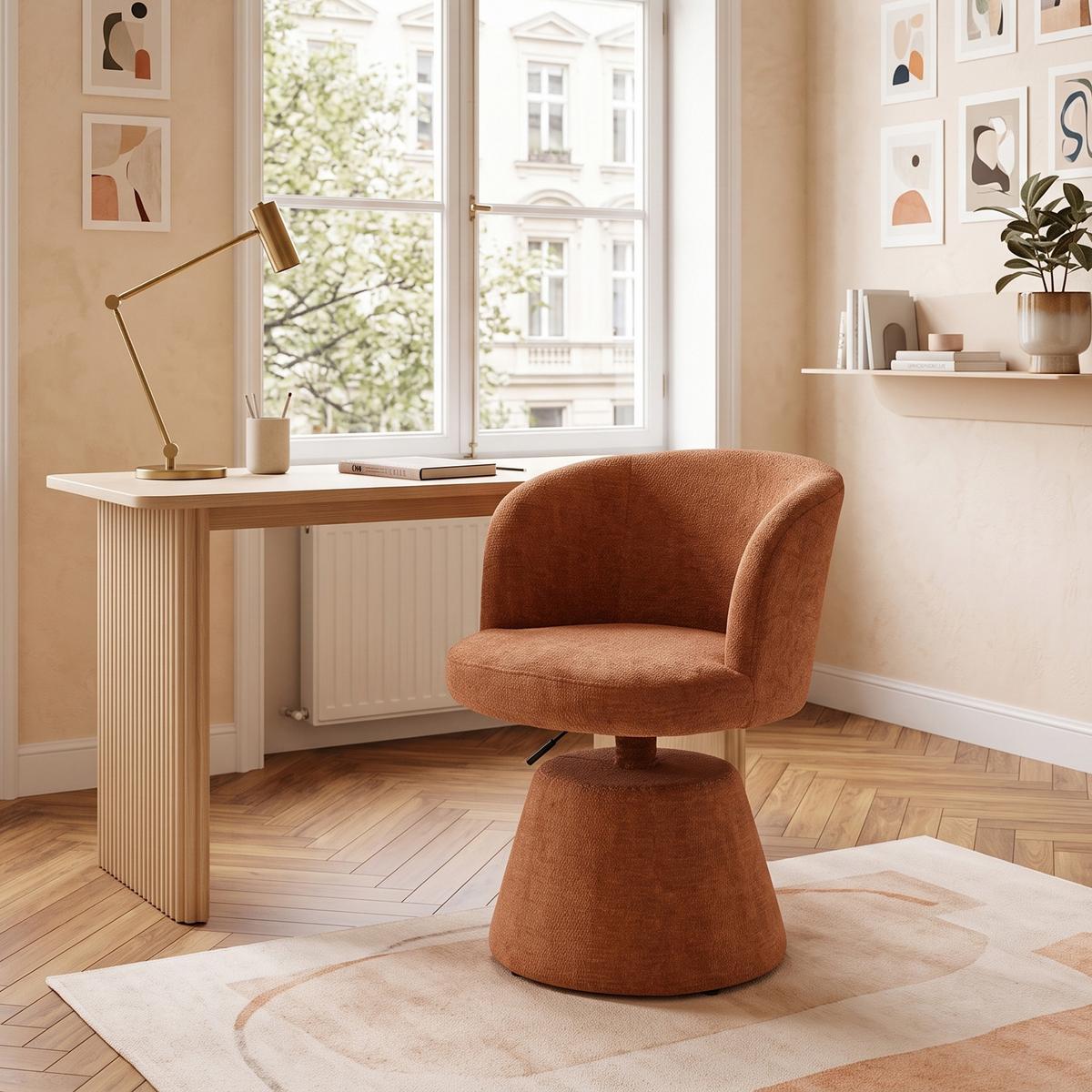 DREHSTUHL Höhenverstellbar 360° Barhocker Chenille - Orange, Textil (57.5/92.5/60cm) - Urban Meuble