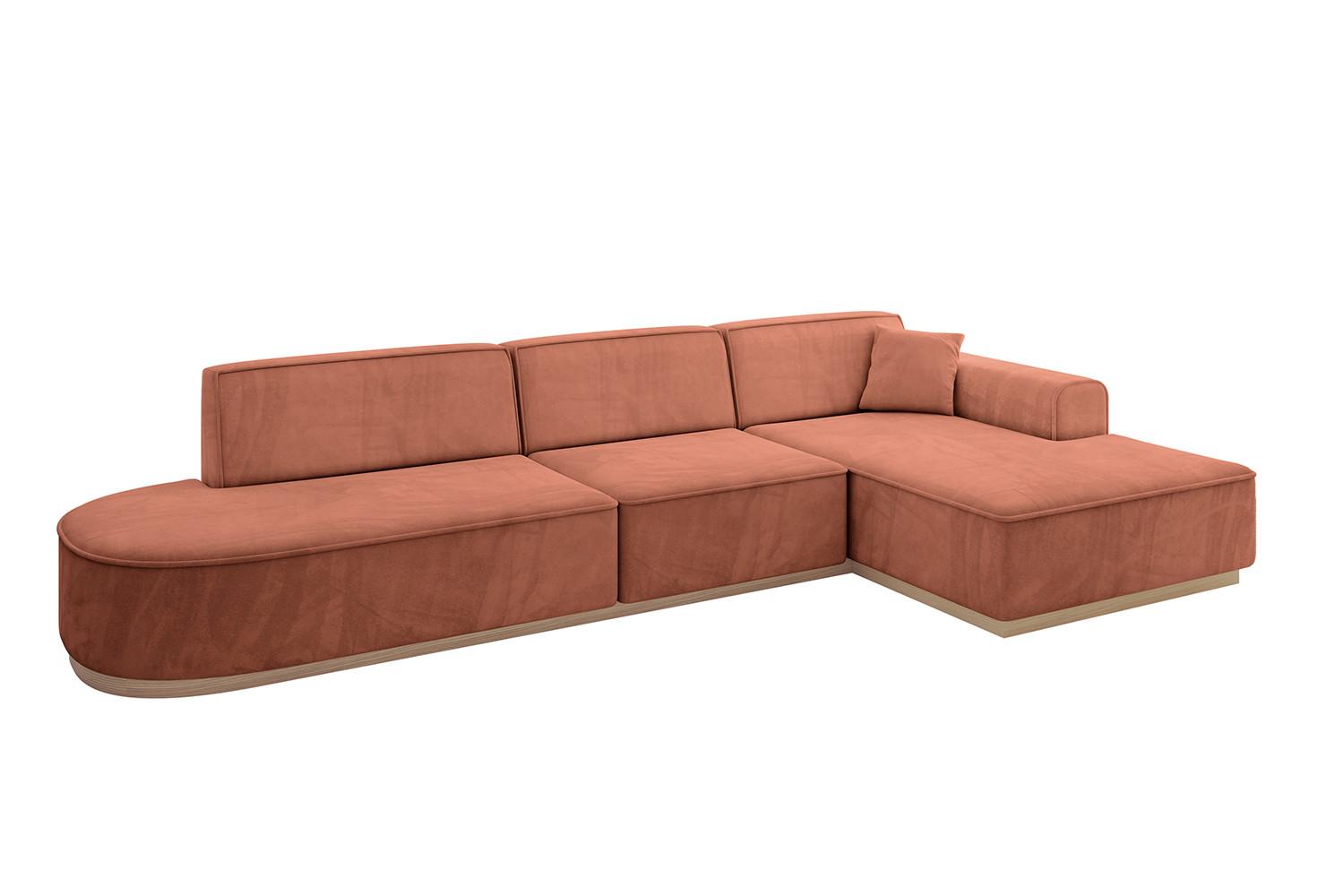 ECKSOFA Ottomane Rechts IREA-L2 - 327x165x80 cm Apricot - Koralle, Holzwerkstoff/Textil (327/165cm) - ALTDECOR
