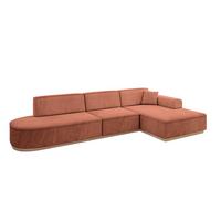ECKSOFA Ottomane Rechts IREA-L2 - 327x165x80 cm Apricot - Koralle, Holzwerkstoff/Textil (327/165cm) - ALTDECOR