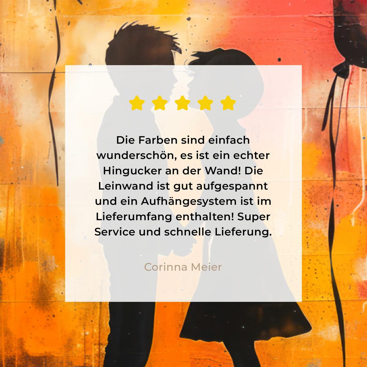 LEINWANDBILD Straßenkunst - Liebe - Graffiti - Kunst - Banksy Wohnzimmer Groß 120x80 cm - Orange, Textil (120/80cm) - MuchoWow