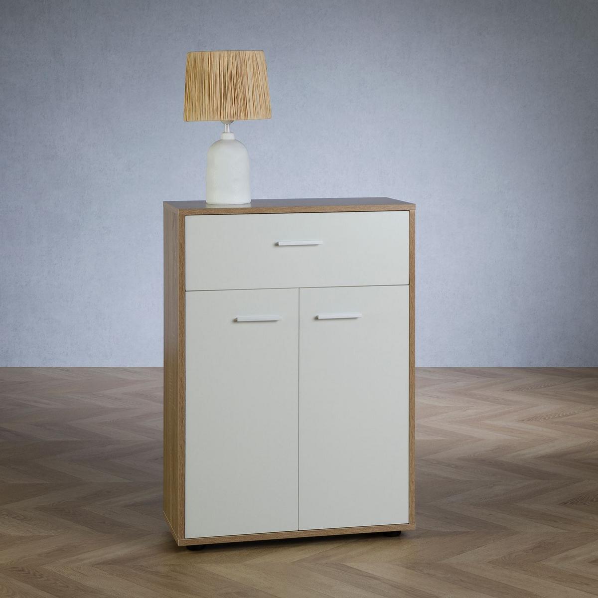 KOMMODE TOMMY Sonoma Eiche/weiß - Weiß/Sonoma Eiche, Holzwerkstoff (60/84/30cm) - CARO-Möbel