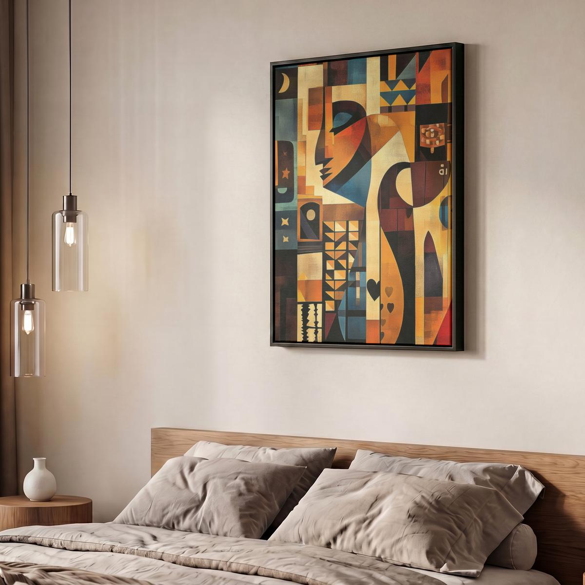 LEINWAND Bilder mit Rahmen - Figuren - Abstrakt - Symbole - 60x80 - Terracotta, Textil (60/80cm) - MuchoWow