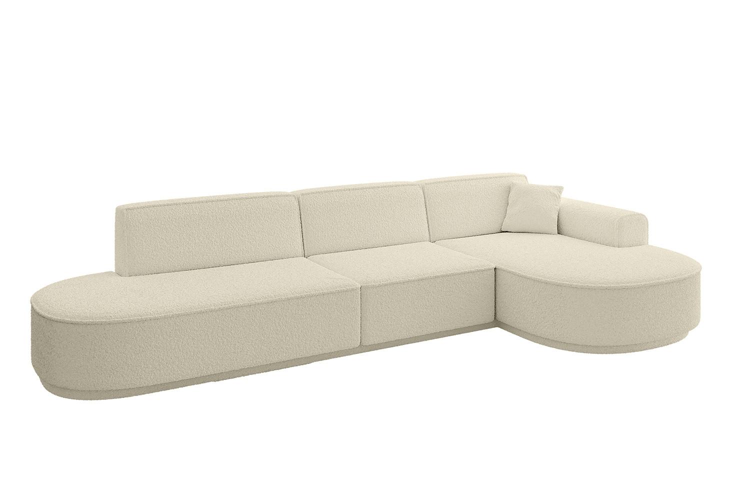 ECKSOFA Ottomane Rechts MARI-L2-v3 - 328x171x83 cm Beige Bouclé - Beige/Schwarz, Holzwerkstoff/Kunststoff (171/328cm) - ALTDECOR