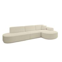 ECKSOFA Ottomane Rechts MARI-L2-v3 - 328x171x83 cm Beige Bouclé - Beige/Schwarz, Holzwerkstoff/Kunststoff (171/328cm) - ALTDECOR