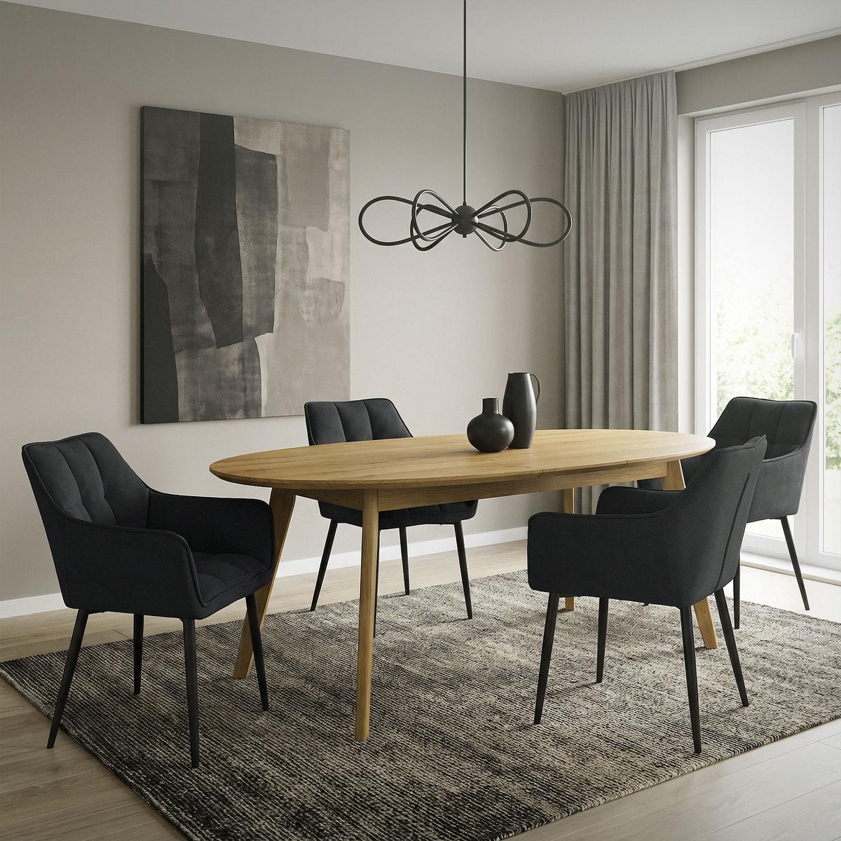 ESSZIMMERSTUHL Schwarz Frotteestoff - Schwarz, Textil/Metall (63/90/57cm) - ML-DESIGN