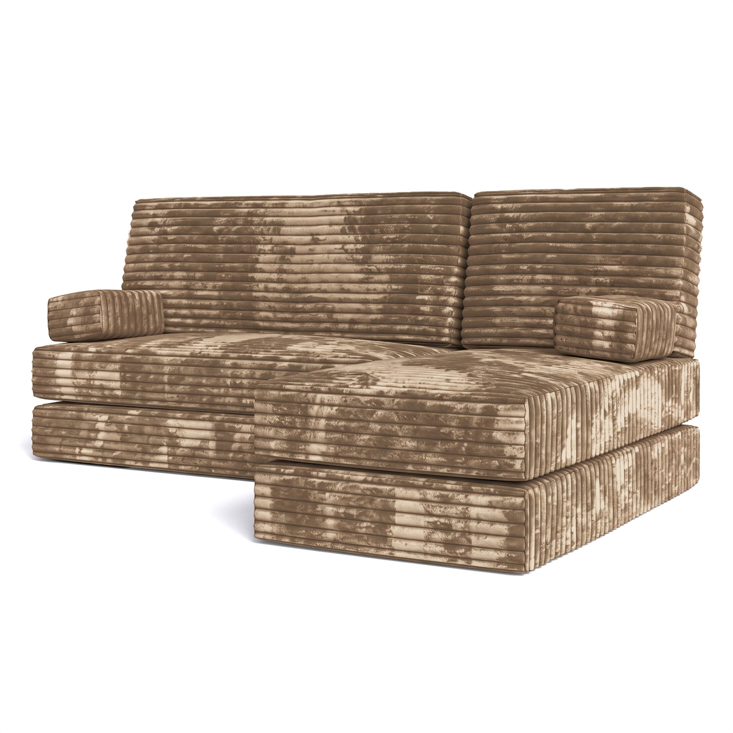 ECKSOFA NOTIA modulares Boneless Sofa mit Schlaffunktion Beige Kordstoff - Beige, Textil (200/120cm) - MASSENO