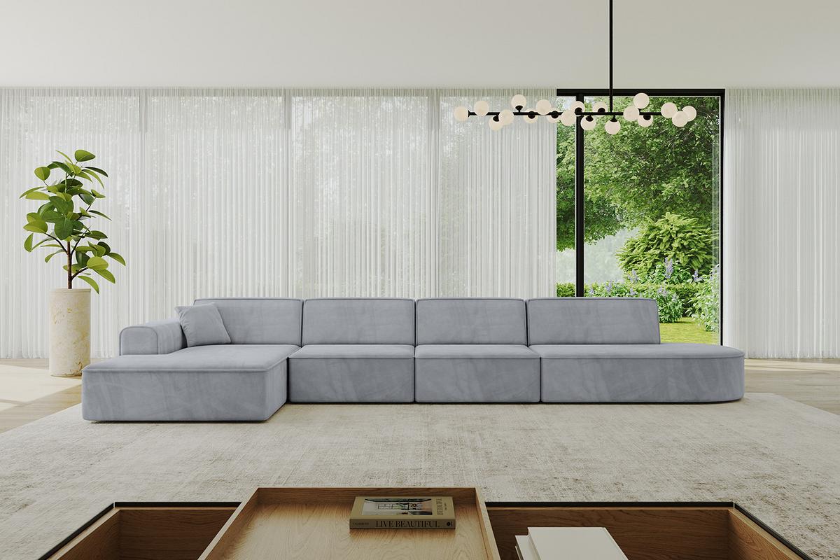 ECKSOFA Ottomane Links IREA-L3-v3 - 412x165x77 cm Grau - Titanfarben, Holzwerkstoff/Textil (412/165cm) - ALTDECOR