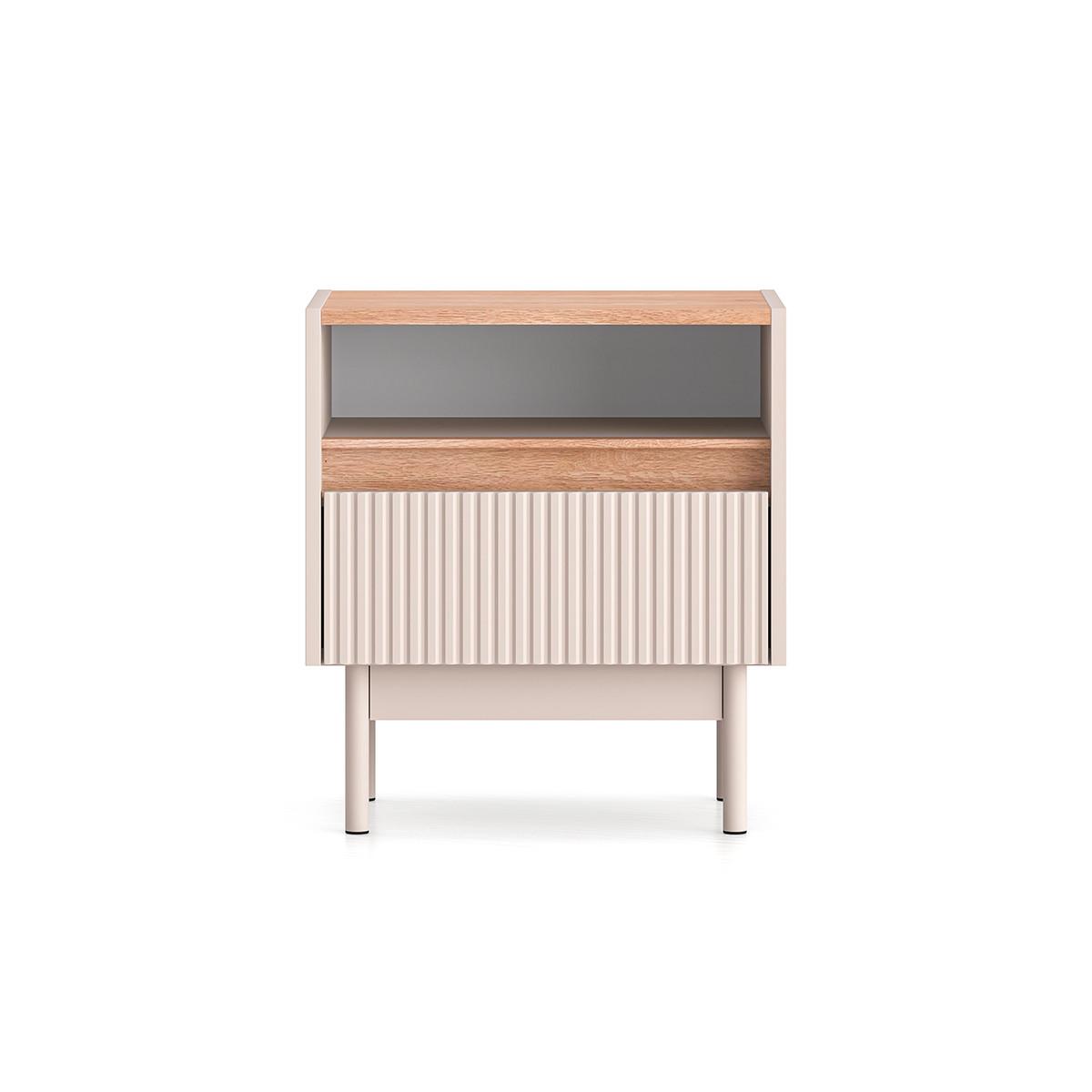 NACHTTISCH Connie Kaschmir und Holz - Beige, Holzwerkstoff (49.8/55/35cm) - Petits-meubles