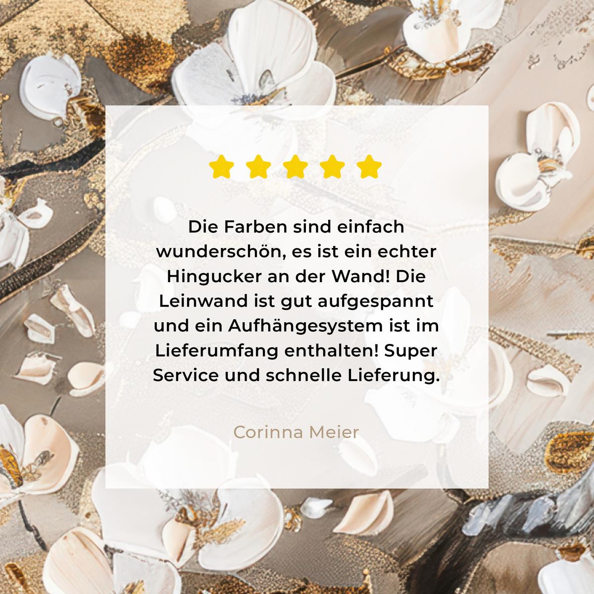 LEINWANDBILD Blumen - Weiß - Gold - Beige - Luxus Wandbild Wohnzimmer 50x50 cm - Greige, Textil (50/50cm) - MuchoWow
