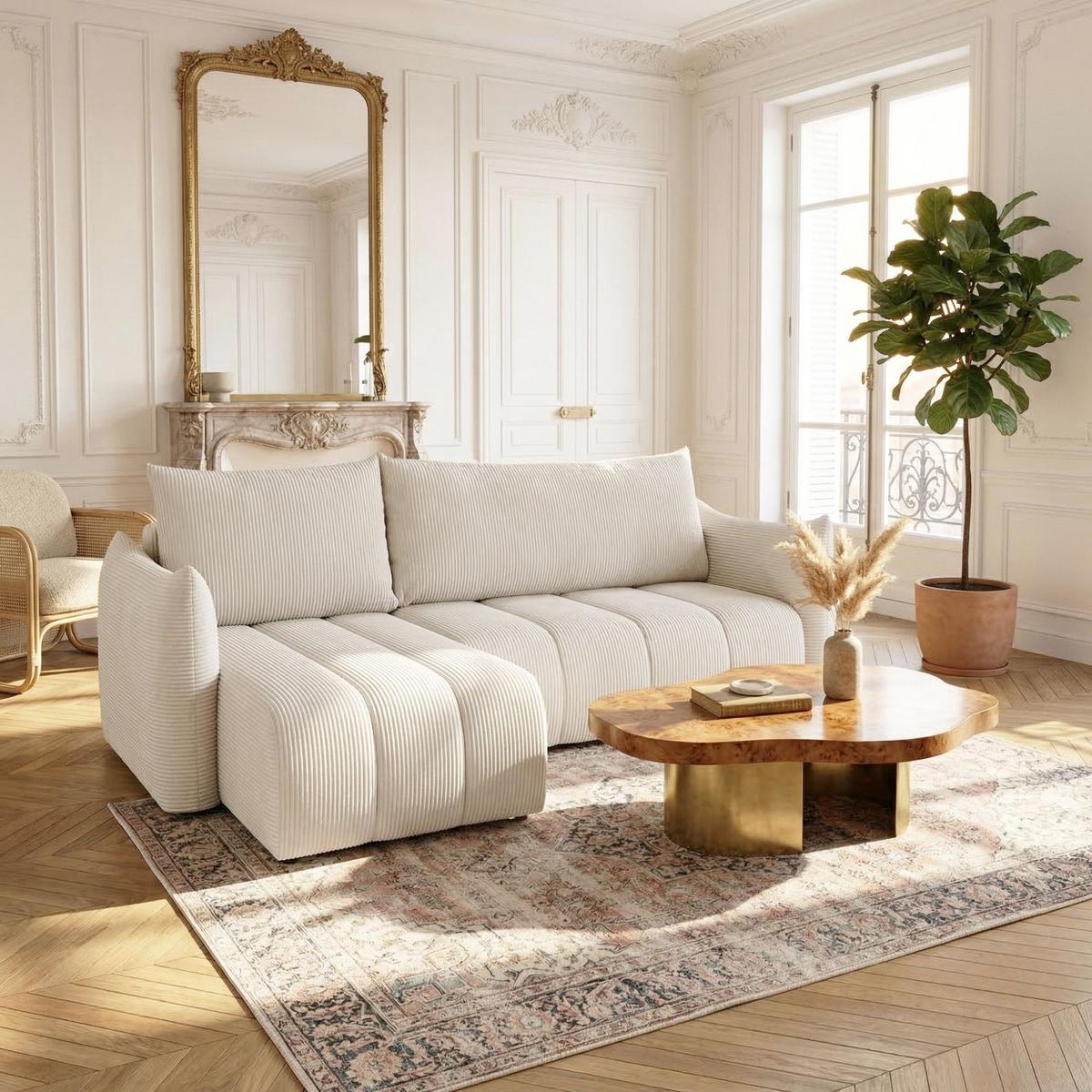 ECKSOFA Ontario Xs Mit Schlaffunktion - Weiß, Holzwerkstoff/Textil (154/226cm) - Fun Möbel