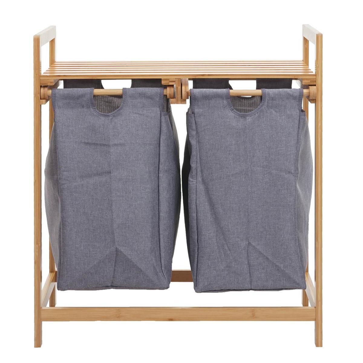 WÄSCHESAMMLER Braun, Grau - Braun/Grau, Holz (64/74/33cm) - MCW