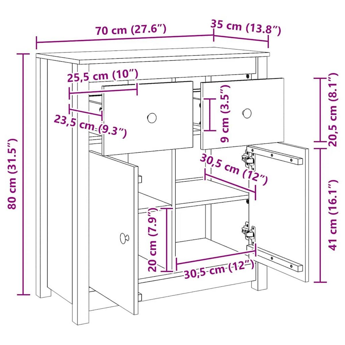 MEHRZWECKSCHRANK Cruz 70/35/80 cm - Weiß, Holzwerkstoff (70/80/35cm) - Nettlife