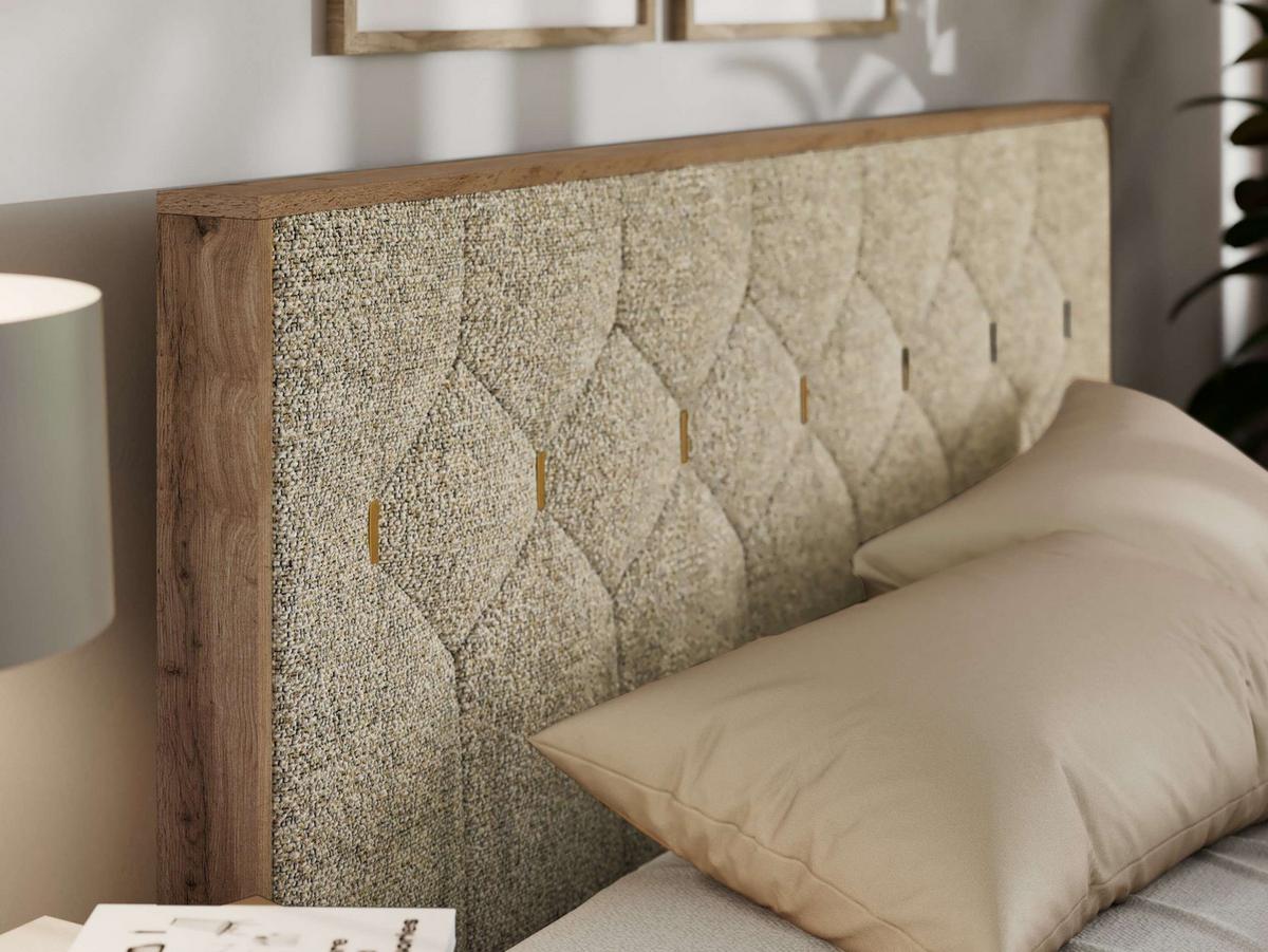POLSTERBETT LARINO CLASSIC 140/200 - Beige Strukture - Multipocket-Matratze - Beige, Textil (140/200cm) - MKS